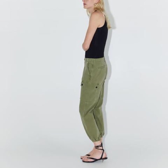 Zara khaki ZW premium cargo pants - Picture 4 of 5